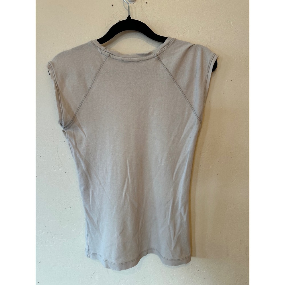 Zara Womens Destroyed Ribbed Knit Top Lite Grey Crew Neck Distressed Small - Picture 13 of 15